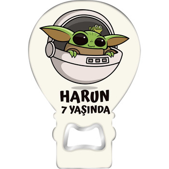 Baby Yoga ile Uzay Gemisi Temalı Balon Ahşap Magnet 