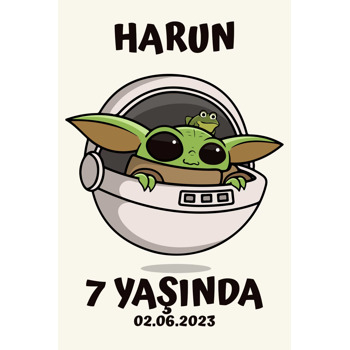 Baby Yoga ile Uzay Gemisi Temalı Doğum Günü Afiş