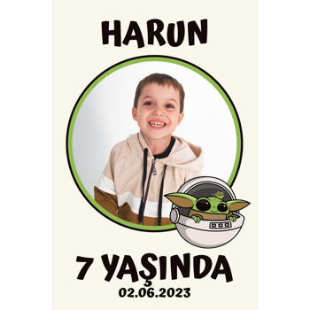 Baby Yoga ile Uzay Gemisi Temalı Doğum Günü Afiş