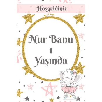 Balerin Fil Temalı Doğum Günü Afiş
