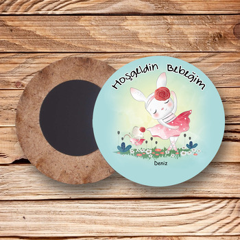 Balerin Tavşan Temalı Ahşap Magnet