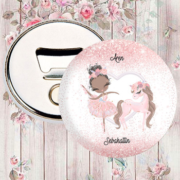 Balerin Ve Pembe Unicorn Temalı Magnet Açacak