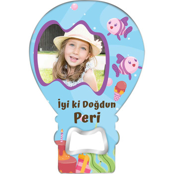 Balıklar ile Dondurma Temalı Balon Ahşap Magnet 