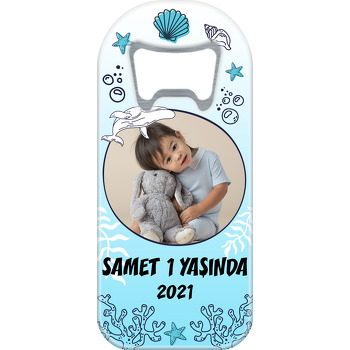 Balina ve Açık Mavi Fon Temalı Uzun Magnet Açacak