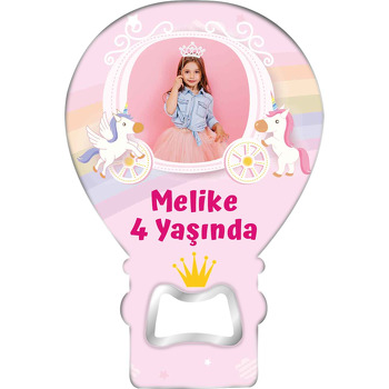 Balkabağı Araba ile Unicornlar Temalı Balon Ahşap Magnet 