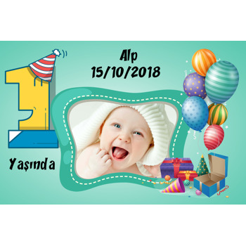 Balon Parti Temalı Doğum Günü Magnet