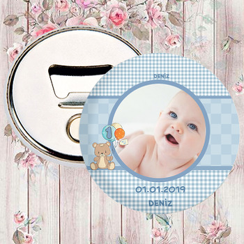Balonlu Ayıcık Temalı Fotoğraflı Magnet Açacak