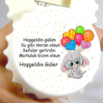 Balonlu Bebek Fil Temalı Kapak Şekilli Magnet Açacak