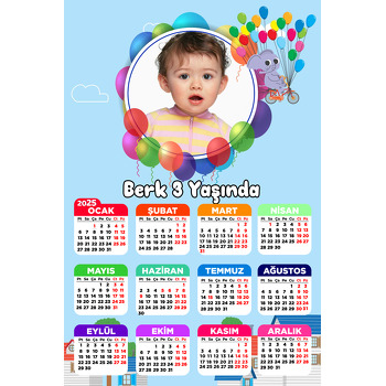 Balonlu Fil Temalı Takvim Magnet