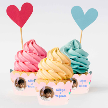 Balonlu Kız Çocuk Temalı Cupcake Sargısı