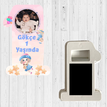 Balonlu Kız Çocuk Temalı Doğum Günü Magnet Açacak