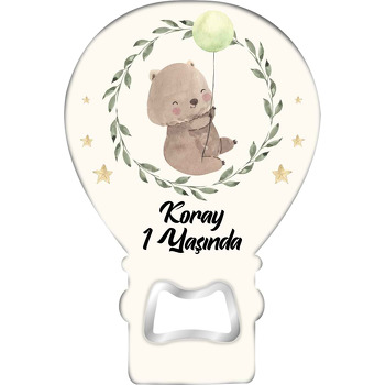 Balonlu Kunduz Temalı Balon Ahşap Magnet 