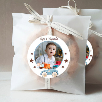 Balonlu Mavi Araba Temalı Sticker