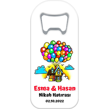 Balonlu Renkli Ev ile Yukarı Bak Temalı Uzun Magnet Açacak