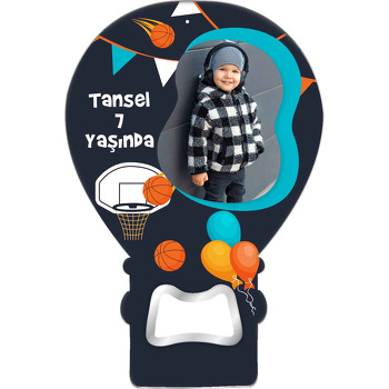 Basketbol Potası ile Balonlar Temalı Balon Ahşap Magnet 