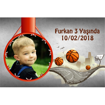 Basketbol Temalı Doğum Günü Plastik Magnet