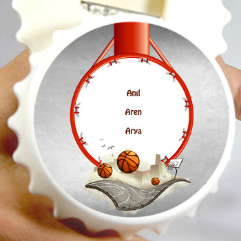 Basketbol  Temalı Kapak Şekilli Magnet Açacak