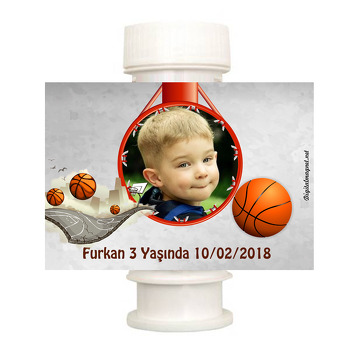 Basketbol Temalı Köpük Baloncuk Etiketi