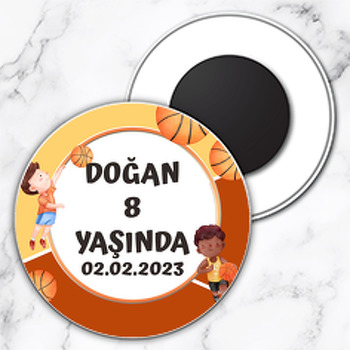 Basketbolcu Temalı Daire Plastik Magnet