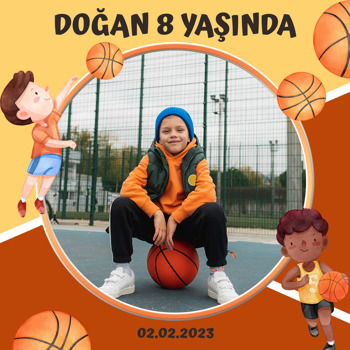 Basketbolcu Temalı Kare Parti Afiş
