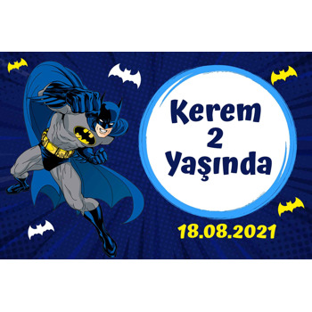 Batman Lacivert Fon Temalı Doğum Günü Afiş