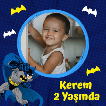 Batman Lacivert Fon Temalı Kare Parti Afiş