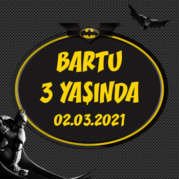 Batman Siyah Fon Temalı Kare Doğum Günü Parti Afiş