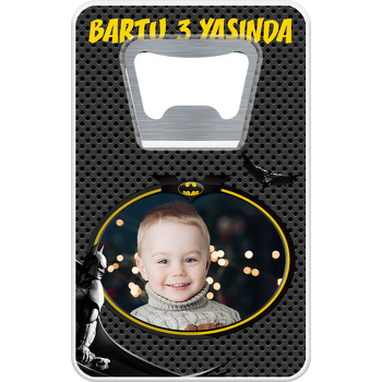 Batman Siyah Fon Temalı Resimli Dikdörtgen Magnet Açacak