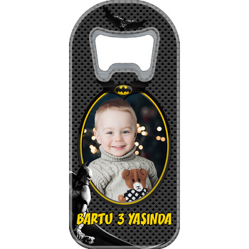 Batman Siyah Fon Temalı Resimli Uzun Doğum Günü Magnet Açacak