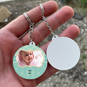 Bebek Mevlüdü Temalı  Bebek Daire Plastik Anahtarlık