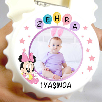 Bebek Minnie Mouse ile Beş Harfli Balon Temalı Kapak Şekilli Magnet Açacak