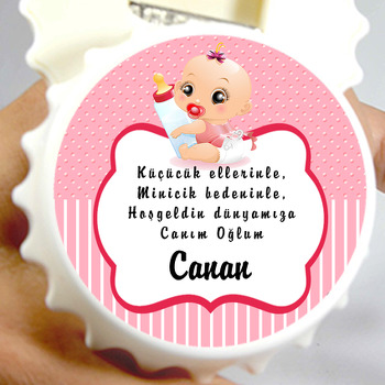 Bebek ve Biberon Temalı Pembe Hoşgeldin Bebek Kapak Açacak