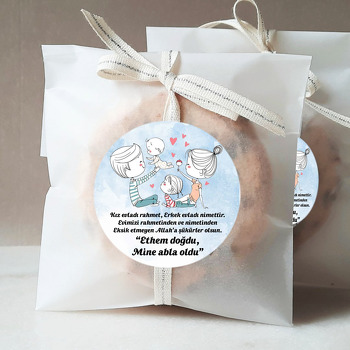 Bebekle Aile Oyunu Mavi Fon Temalı Sticker