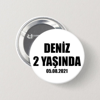Beyaz Fon ile Yazı Temalı İğneli Buton Rozet