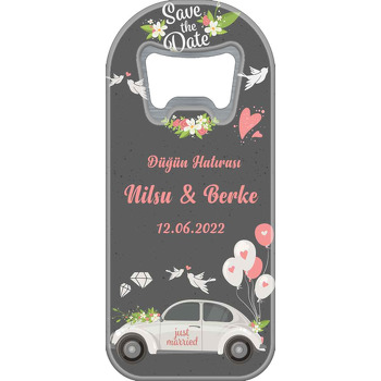Beyaz Gelin Arabası ile Antrasit Fon Temalı Uzun Magnet Açacak
