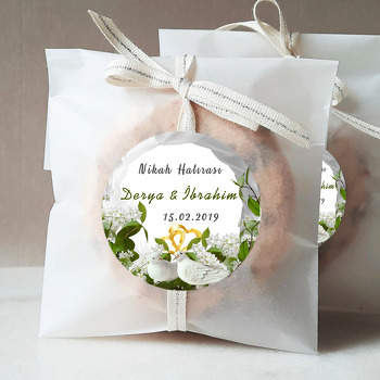 Beyaz Güvercin Temalı Söz Nişan Nikah Sticker
