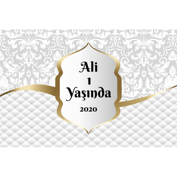 Beyaz Kapitone Fonda Gold Çerçeve Temalı Doğum Günü Afiş