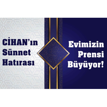 Beyaz Kündekari ile Lacivert Simli Sünnet Temalı Afiş