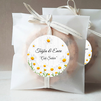 Beyaz Papatya Temalı Sticker