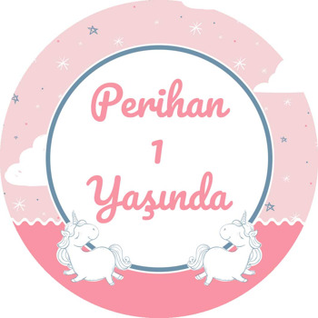 Beyaz Unicorn Temalı Akrilik Daire Magnet
