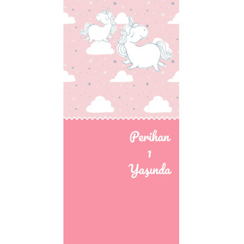 Beyaz Unicorn Temalı Hediyelik Kart