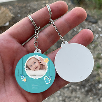 Biberon Temalı Bebek Daire Plastik Anahtarlık