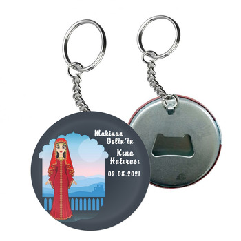 Bindallı Gelin ile Manzara Fon Temalı Arkası Açacak Anahtarlık