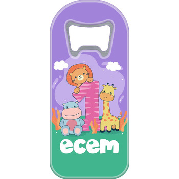 Bir Rakamı ile Safari Hayvanları Mor Gökyüzü Fon Temalı Uzun Magnet Açacak