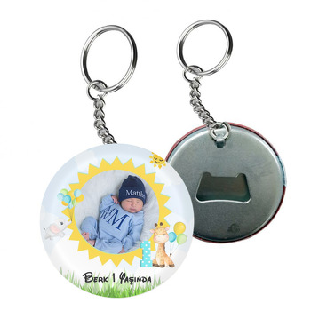 Bir Yaş Fil ile Zürafa Temalı Arkası Açacak Anahtarlık