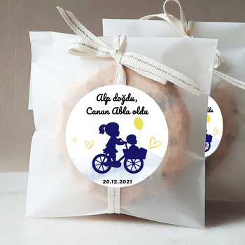 Bisikletli Abla Kardeş Temalı Sticker