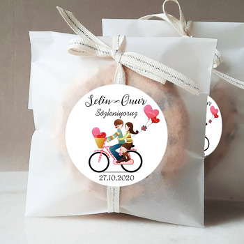Bisikletli Çift Temalı Söz Nişan Nikah Sticker