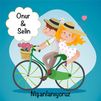 Bisikletli Sevgili Temalı    Kare Parti Afiş