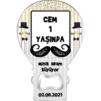 Bıyık ile Gold Puantiye Temalı Balon Magnet Açacak
