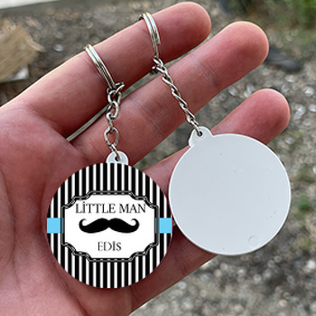 Bıyık Temalı Daire Plastik Anahtarlık